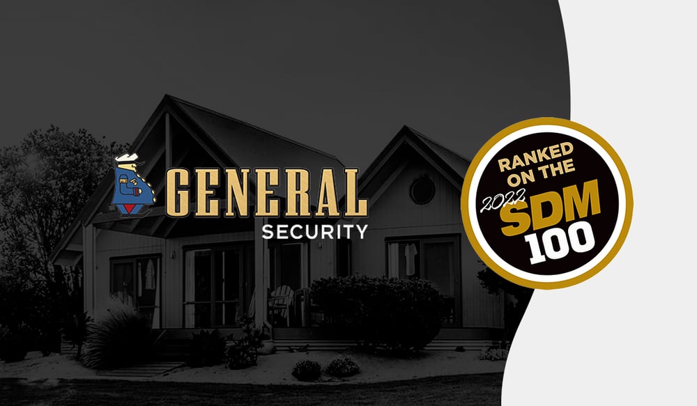 Ghosted image of a residential home with General Security logo and the SDM top 100 badge