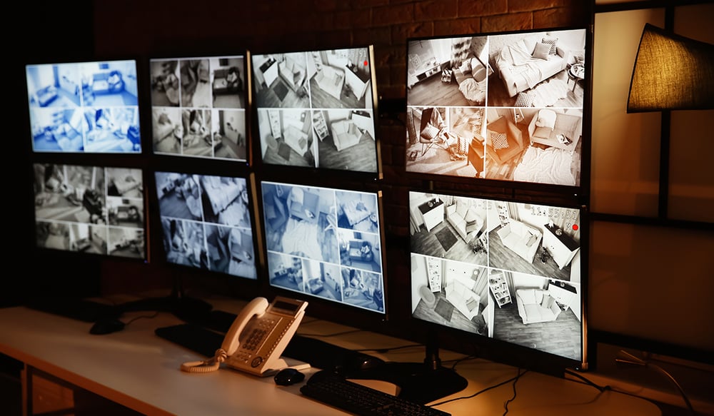 CCTV Camera Monitors in a Room 