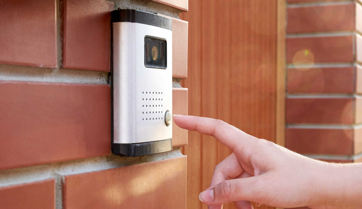 Intercom System with person going to press button